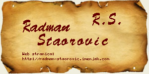 Radman Staorović vizit kartica